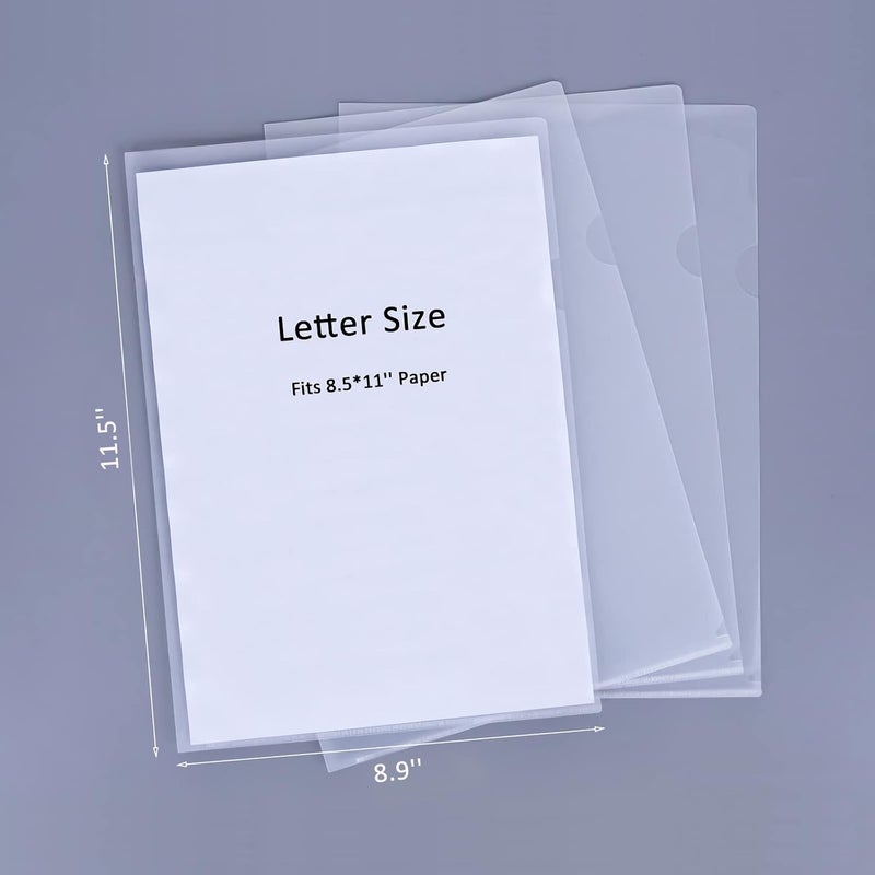 GOMRQING Clear Document Folder Copy Safe Project Pockets fits 8.5x11 Letter Size US Paper,L-Type Plastic Clear Paper Sleeves Protector Resume File Poly Jacket Folders Organizer in Transparent 50 Pack - Image 2